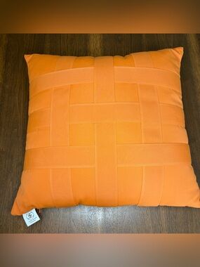 Elaine Smith Basketweave Sunbrella Outdoor Luxury Pillow Tuscan Orange 20 x 20